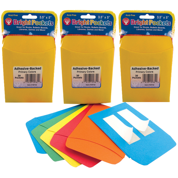 Hygloss Products Self Adhesive Library Pockets, 3.5in x 4.875in, PK3 15732